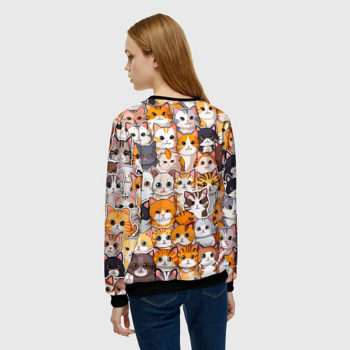 Женский свитшот Очень много котиков / 3D-Черный – фото 4