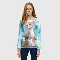 Свитшот женский Фрирен и небо - эльфийка, цвет: 3D-меланж — фото 2