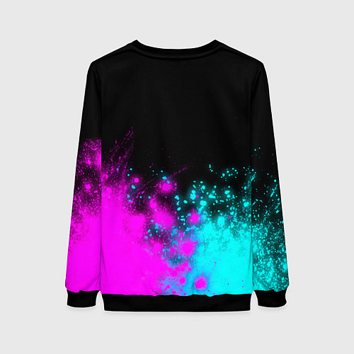 Женский свитшот Надежда и неоновый герб России посередине / 3D-Черный – фото 2