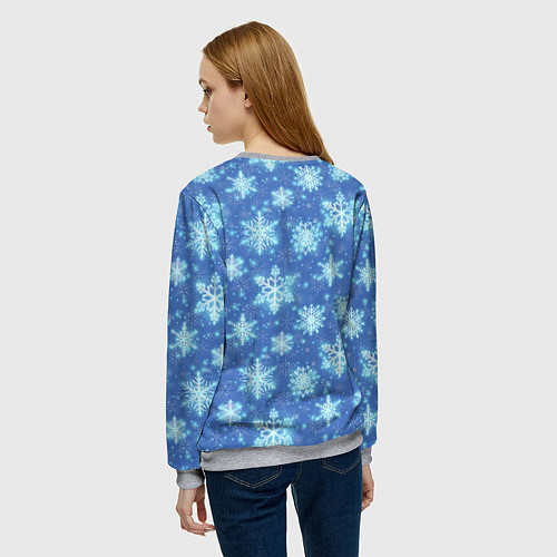 Женский свитшот Pattern with bright snowflakes / 3D-Меланж – фото 4