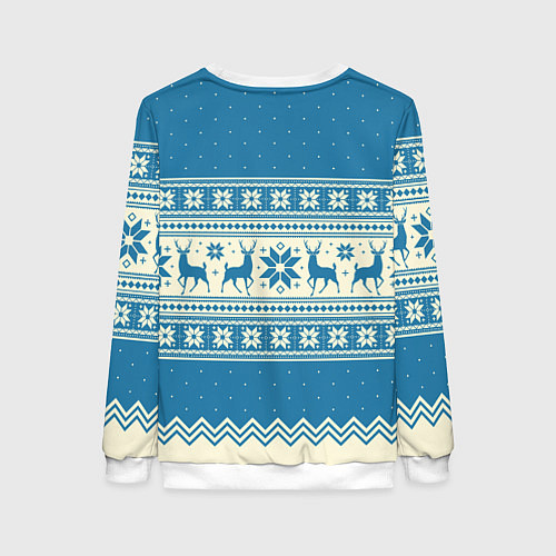 Женский свитшот Sweater with deer on a blue background / 3D-Белый – фото 2