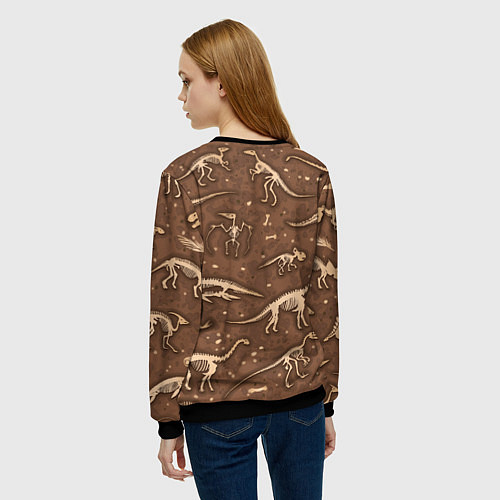 Женский свитшот Dinosaurs bones / 3D-Черный – фото 4