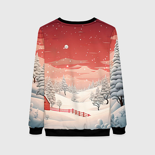 Женский свитшот Завораживающий зимний пейзаж / 3D-Черный – фото 2