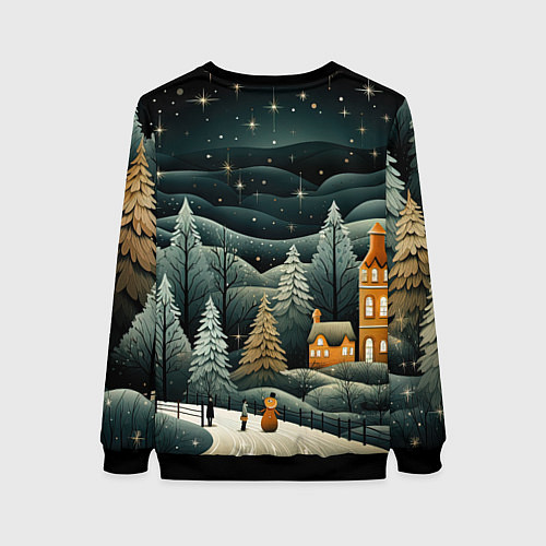 Женский свитшот Зима в городе ожидание праздника / 3D-Черный – фото 2