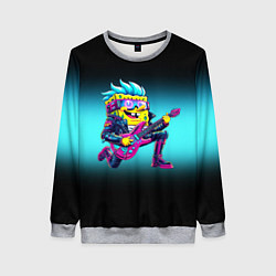 Женский свитшот Sponge Bob - rock guitarist - ai art