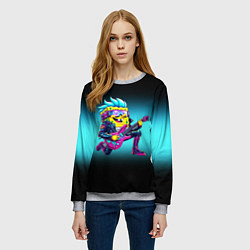 Свитшот женский Sponge Bob - rock guitarist - ai art, цвет: 3D-меланж — фото 2