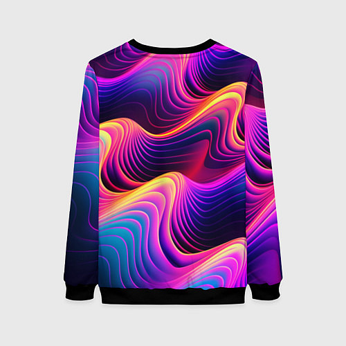 Женский свитшот Неоновый узор неоновая волна / 3D-Черный – фото 2