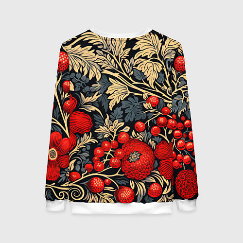 Женский свитшот Новогодние ягодки и узоры / 3D-Белый – фото 2