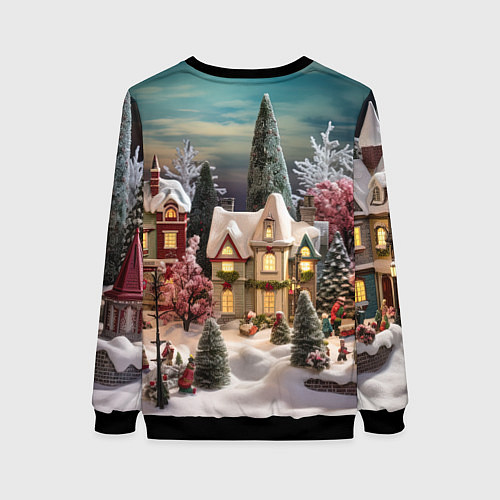 Женский свитшот Снежное сияние ночи / 3D-Черный – фото 2