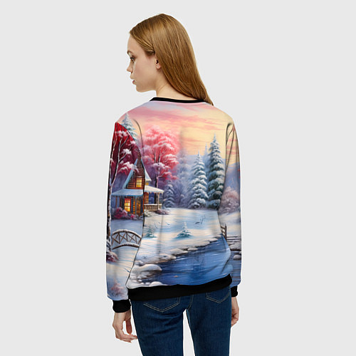 Женский свитшот Сказочная метель подарков / 3D-Черный – фото 4