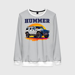 Свитшот женский Нейросеть - Hummer рисунок, цвет: 3D-белый