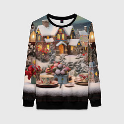 Женский свитшот Объемные новогодние домики