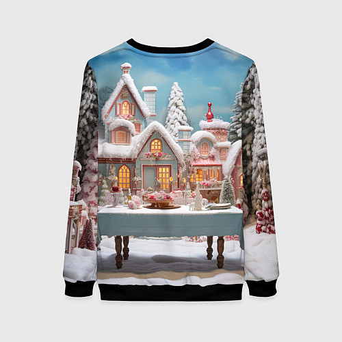 Женский свитшот Снежный день в городе / 3D-Черный – фото 2