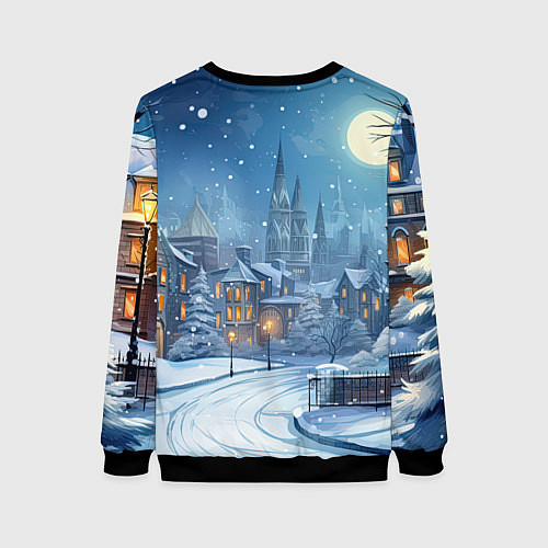 Женский свитшот Дракон зимний праздник / 3D-Черный – фото 2