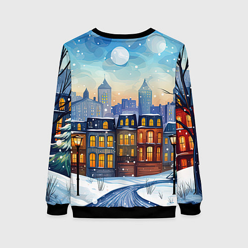 Женский свитшот Дракон зимние забавы / 3D-Черный – фото 2