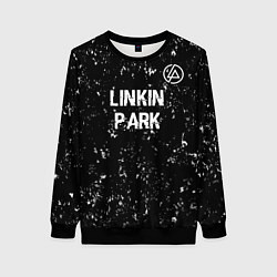 Свитшот женский Linkin Park glitch на темном фоне посередине, цвет: 3D-черный