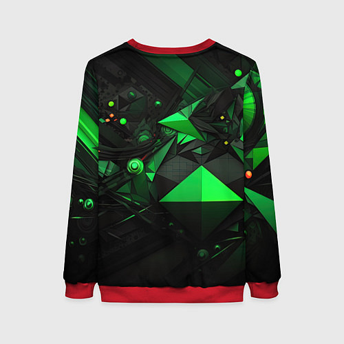 Женский свитшот Абстрактный лабиринт зелени / 3D-Красный – фото 2
