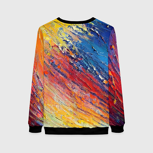 Женский свитшот Смешение масляных красок синий жёлтый красный живо / 3D-Черный – фото 2
