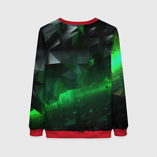 Женский свитшот Асимметрия зеленого узора / 3D-Красный – фото 2
