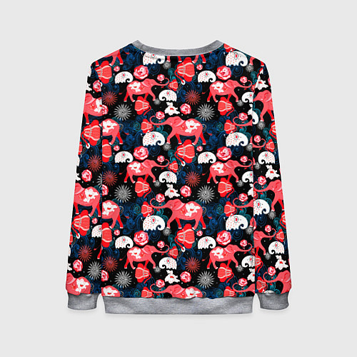 Женский свитшот Красные слоны / 3D-Меланж – фото 2