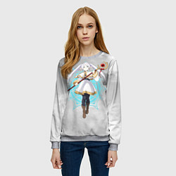 Свитшот женский Фрирен провожающая в последний путь - чб, цвет: 3D-меланж — фото 2