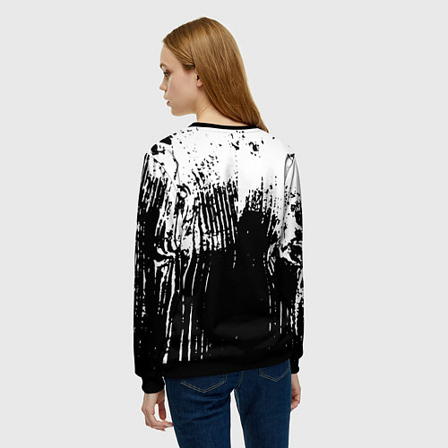 Женский свитшот Черно-белая абстракция гранж / 3D-Черный – фото 4