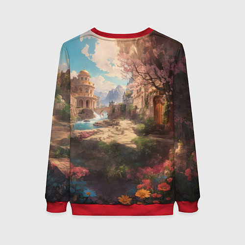 Женский свитшот Сказочный ретро автомобиль / 3D-Красный – фото 2