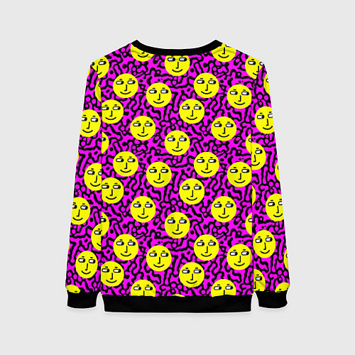 Женский свитшот Smiley face on violet / 3D-Черный – фото 2