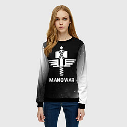 Свитшот женский Manowar glitch на темном фоне, цвет: 3D-черный — фото 2