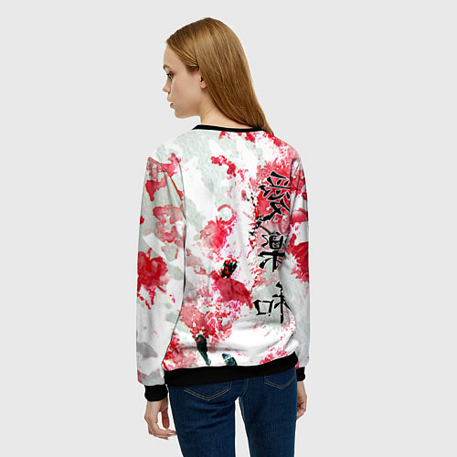Женский свитшот Японский стиль иероглифы / 3D-Черный – фото 4