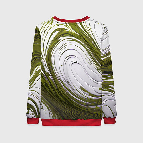 Женский свитшот Бело-зеленая краска / 3D-Красный – фото 2