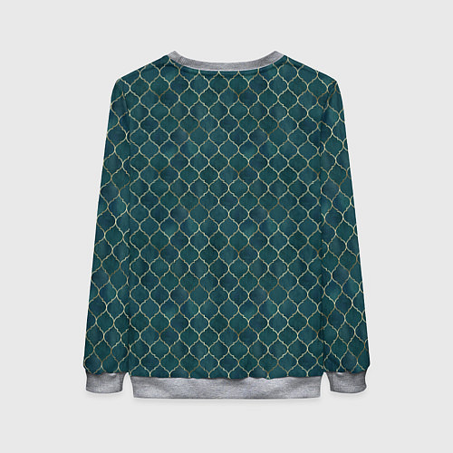 Женский свитшот Золотой узор на бирюзовом фоне / 3D-Меланж – фото 2