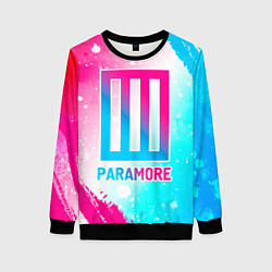 Свитшот женский Paramore neon gradient style, цвет: 3D-черный