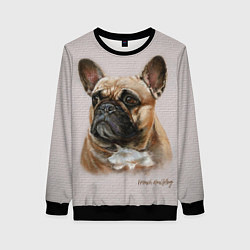 Женский свитшот Французский палевый бульдог на кирпичной стене