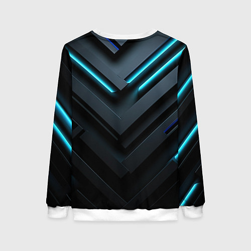 Женский свитшот Черный и синий фон с абстракцией / 3D-Белый – фото 2