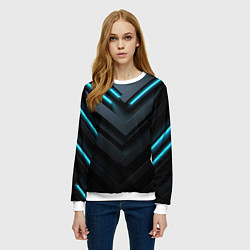 Свитшот женский Черный и синий фон с абстракцией, цвет: 3D-белый — фото 2