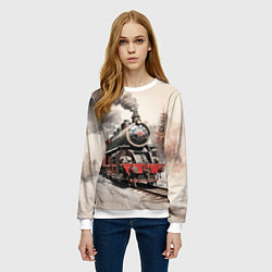 Свитшот женский Паровоз со звездой, цвет: 3D-белый — фото 2