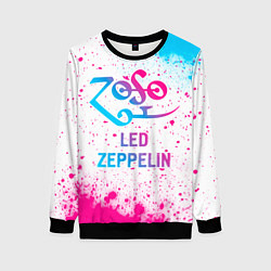 Свитшот женский Led Zeppelin neon gradient style, цвет: 3D-черный