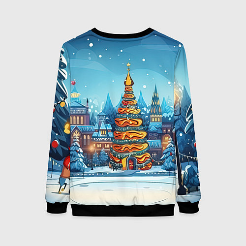 Женский свитшот Маленький дракон зимнего чуда 2024 / 3D-Черный – фото 2