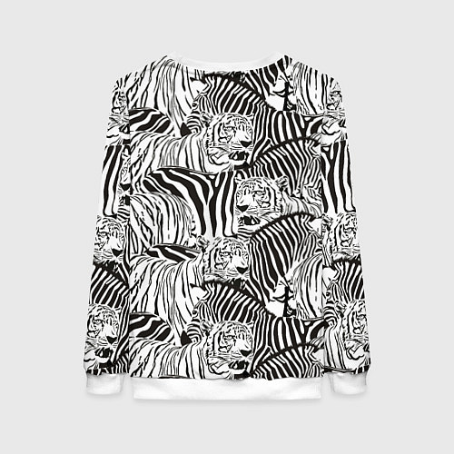 Женский свитшот Зебры и тигры / 3D-Белый – фото 2