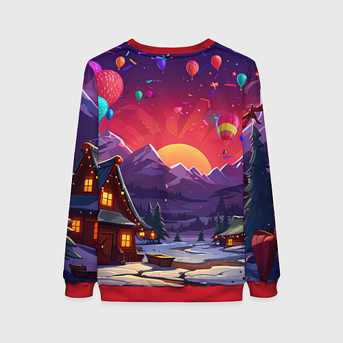 Женский свитшот Маленький новогодний милый дракон 2024 / 3D-Красный – фото 2