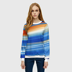 Свитшот женский Оранжевые и синий градиент, цвет: 3D-белый — фото 2