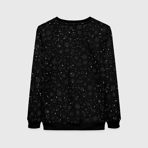 Женский свитшот Снеговик и снежинки / 3D-Черный – фото 2