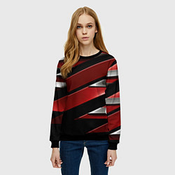 Свитшот женский Красная металическая абстракция, цвет: 3D-черный — фото 2