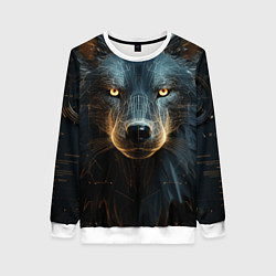 Свитшот женский Волк арт-портрет, цвет: 3D-белый