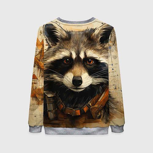 Женский свитшот Енот в стиле диаграмм Давинчи / 3D-Меланж – фото 2