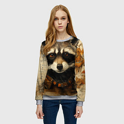 Свитшот женский Енот в стиле диаграмм Давинчи, цвет: 3D-меланж — фото 2