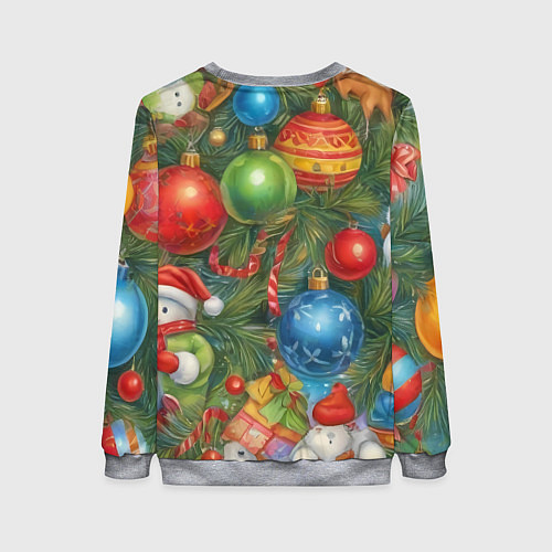 Женский свитшот Новогодний принт на елке / 3D-Меланж – фото 2