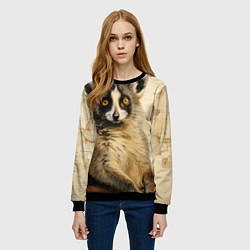 Свитшот женский Лемур в стиле диаграмм Давинчи, цвет: 3D-черный — фото 2