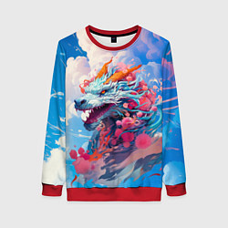 Свитшот женский Небесный дракон, цвет: 3D-красный